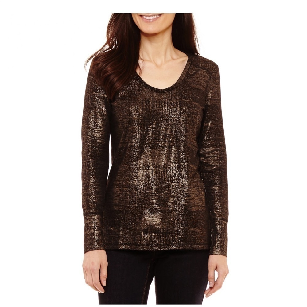 A.n.a petite womens long sleeve tee